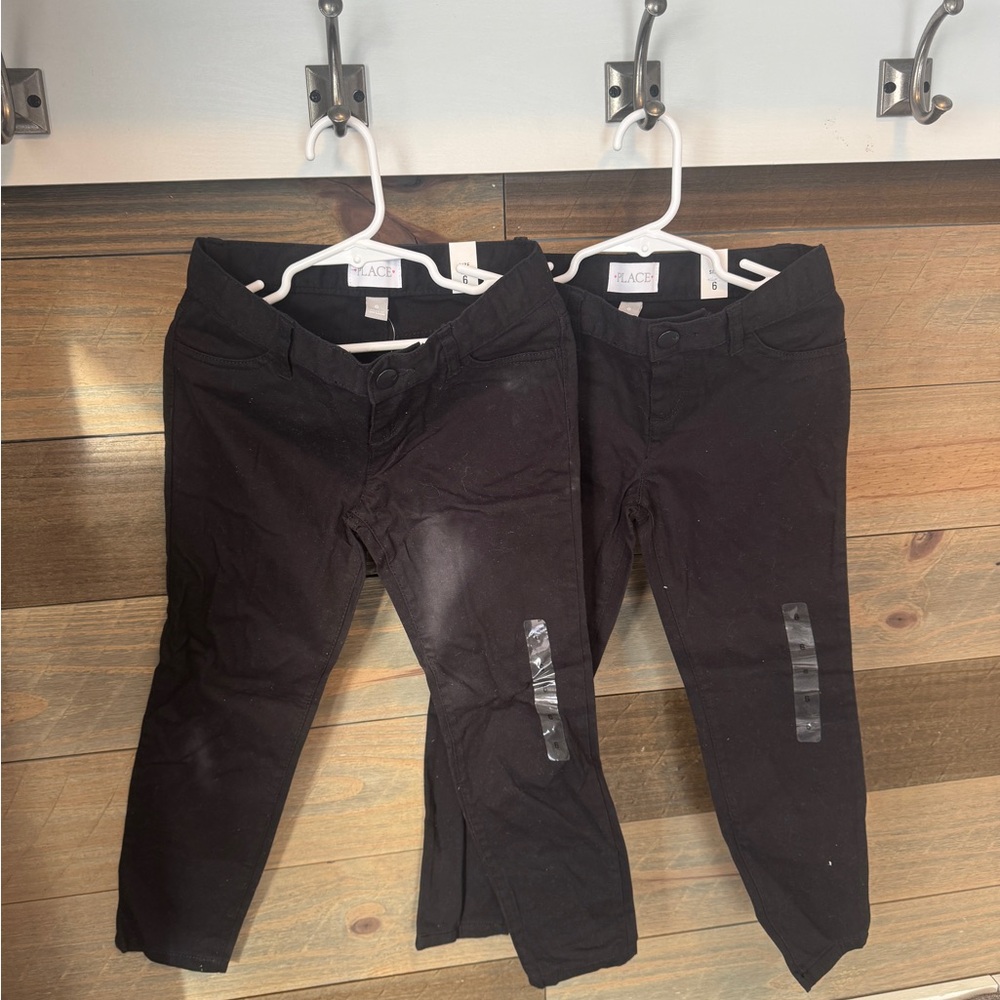 2 pairs NWT- Children’s Place Size 6 Girls Adjustable Waist Skinny Jeans Black